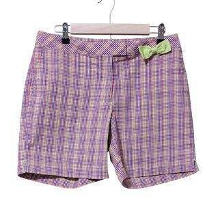 Lady Hagen refresh Leeds Golf Short size 8 cotton blend plaid bow Athleisure